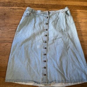 Plus Size Denim Midi Skirt